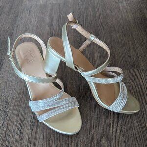 Naturalizer Champagne Bridget Rhinestone Strappy Dress Heels Sandals 8.5 M